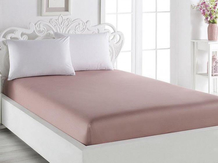 Простыня на резинке из сатина KARNA LOFT брусничная 180х200х30