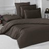 Постельное белье однотонное из сатина KARNA LOFT шоколадное евро