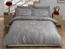 Постельное белье из люкс-сатина DELUX LOUVRE серое евро