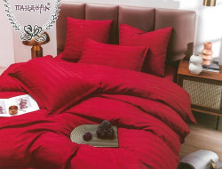 Постельное белье из страйп-сатина ПАНДОРА темно-красное 1,5-спальное
