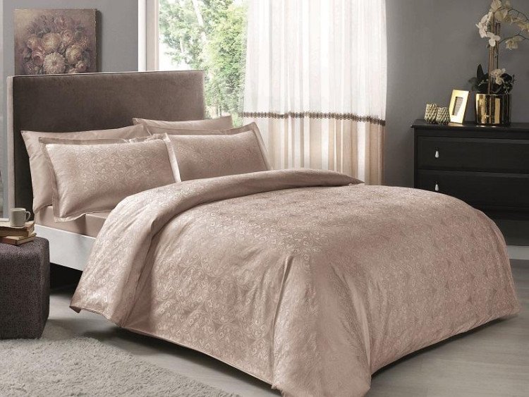 Постельное белье из LUX жаккарда в PVC TAC NODUS бежевое евро