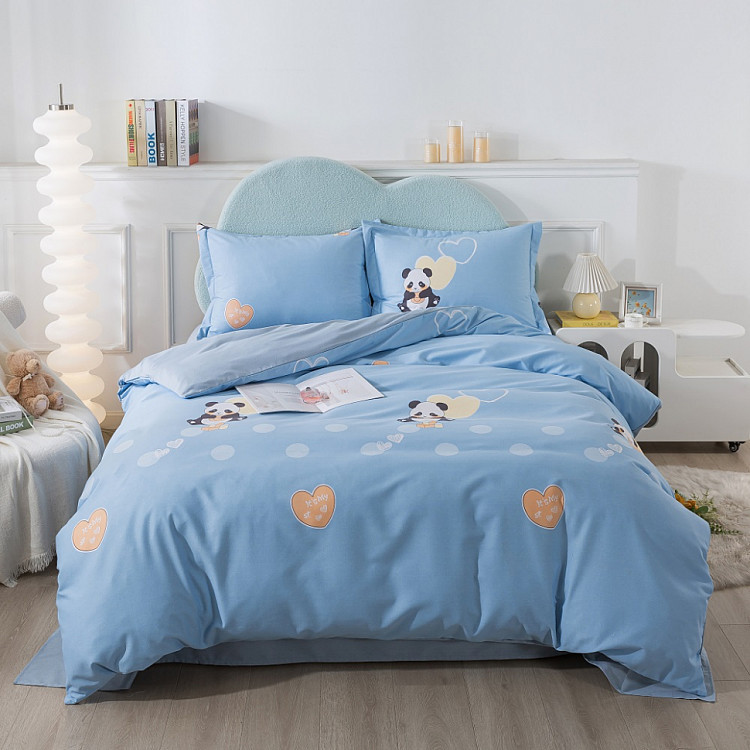 Постельное белье фланелевое TANGO MOMAE Panda blue 50х70 (2шт) евро