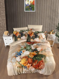 Постельное белье из страйп сатина с цветным принтом KARVEN N250-SB002 50х70 (2шт), 70х70 (2шт) евро