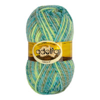 Пряжа ADELIA NELLY №11 светло-голубая-светло-зеленая 70% шерсть, 30% акрил, 5 шт х 100 гр, 100 м +/- 5 м