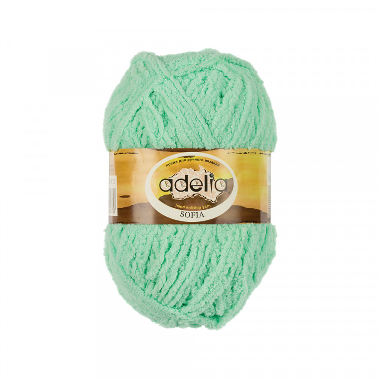 Пряжа ADELIA SOFIA №22 светло-зеленая 100% полиэстер, 10 шт х 50 гр, 90 м +/- 6 м