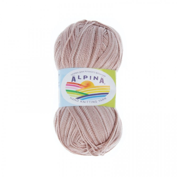 Пряжа ALPINA HOLLY MELANGE №12 бежево-розовая-темно-бежево-розовая 100% мерсеризованный хлопок 10 шт х 50 гр, 200 м +/- 10 м