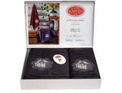 Набор полотенец махровых хлопковых в коробке KARVEN HS1687 PORTRE V4 анатрацит 50х90 (1шт), 70х140 (1шт)