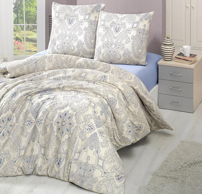 Постельное белье трикотажное с простыней на резинке KARNA VIKTORI 1,5-спальное