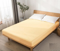 Простыня на резинке из сатина SAILID Q7-200 желтый 200х200х25