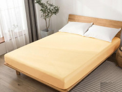 Простыня на резинке из сатина SAILID Q7-200 желтый 200х200х25