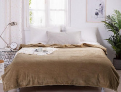 Плед однотонный из микрофибры TANGO SPIGA SP-21 светло-коричневый 200х220