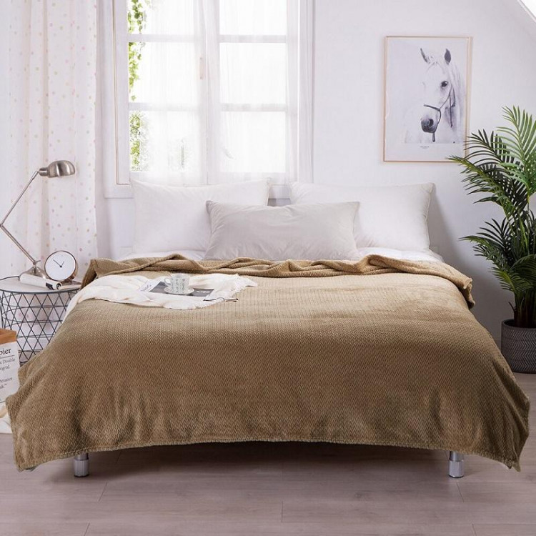 Плед однотонный из микрофибры TANGO SPIGA SP-21 светло-коричневый 200х220