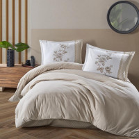 Постельное белье из DELUXE DARK ранфорса KARVEN N028 SUAVE BEIGE V-4 50х70 (2шт) 1,5-спальное