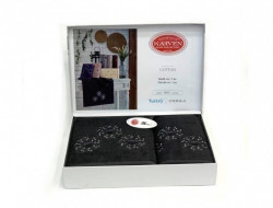 Набор полотенец махровых хлопковых в коробке KARVEN HS1676 KARDELEN V4 антрацит 50х90 (1шт), 70х140 (1шт)