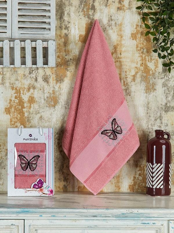 Полотенце махровое KONTES брусничное 50х90 в коробке