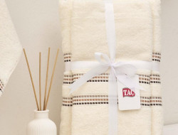 Набор полотенец махровых TAC ELEGANCE KREM кремовый 50х90, 70х140