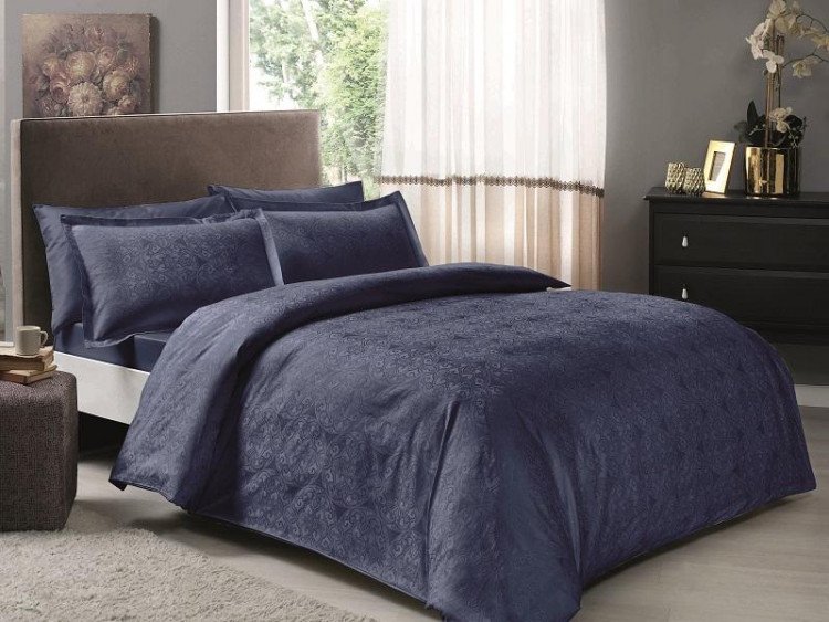 Постельное белье из LUX жаккарда в PVC TAC NODUS синее евро