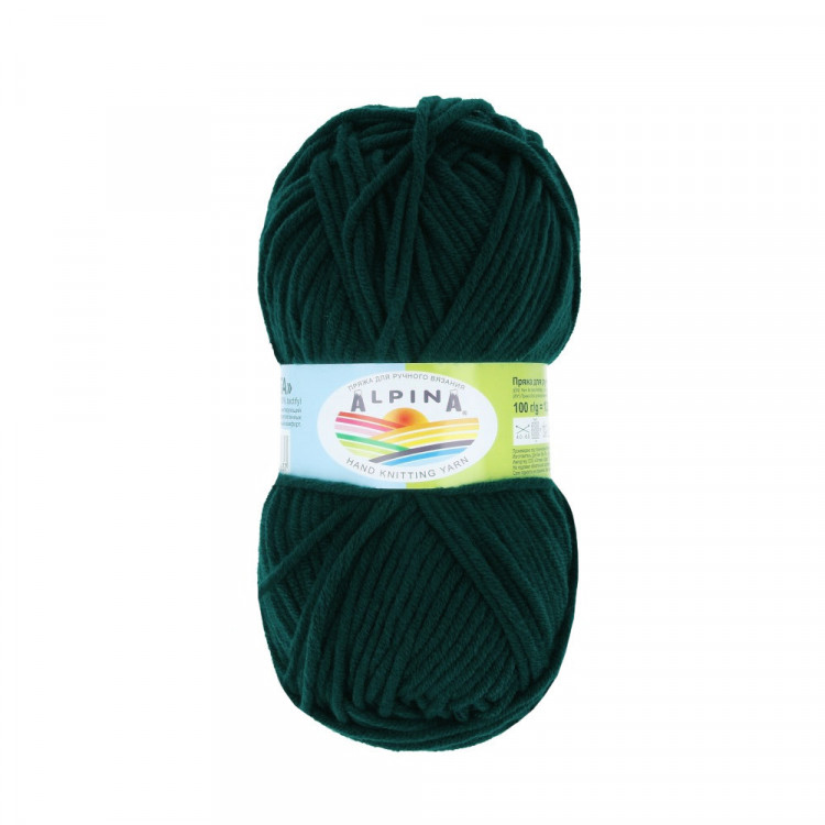 Пряжа ALPINA MARTA №008 темно-зеленая 100% тактифил 5 шт х 100 гр, 120 м +/- 6 м