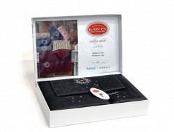 Набор полотенец махровых хлопковых в коробке KARVEN HS1675 RADIKYA V2 антрацит 30х50 (1шт), 50х90 (1шт), 70х140 (1шт)