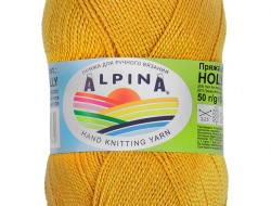 Пряжа ALPINA HOLLY №191 горчичная 100% мерсеризованный хлопок 10 шт х 50 гр, 200 м +/- 10 м