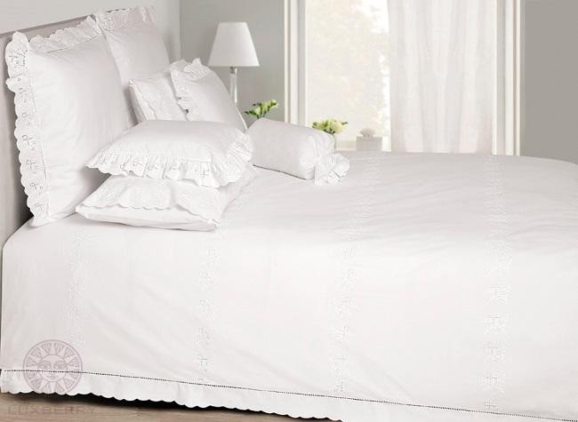 Постельное белье из ранфорса BOVI 03755 CLASSIC белое евро