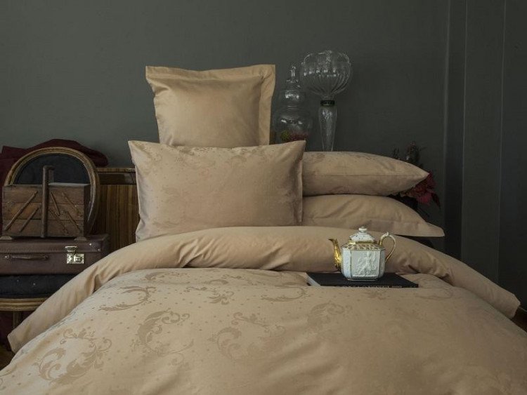 Постельное белье из хлопкового жаккарда ISSIMO BELUGA бежевое евро