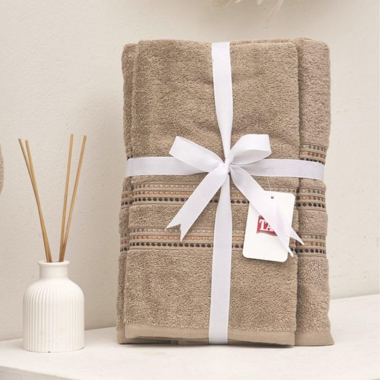 Набор полотенец махровых TAC ELEGANCE COFFEE кофе 50х90, 70х140