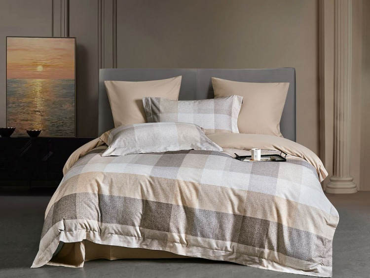 Постельное белье из фланели-люкс ASABELLA Шоколадные акценты 50х70 (2шт) и 70х70 (2шт) евро