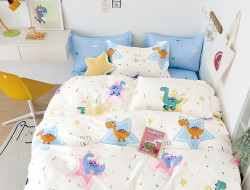 Постельное белье из твил-сатина TANGO веселые динозаврики 50х70 (2шт) 1,5-спальное