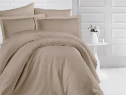Постельное белье из страйп-сатина KARVEN N020 CIZGILI BEIGE 50х70 (1шт), 70х70 (1шт) 1,5-спальное