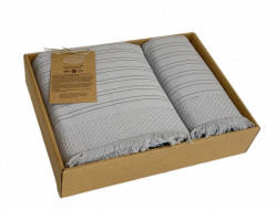 Набор полотенец махровых хлопковых KARVEN HS1721 ORENDO серый 50х90 (1шт), 70х140 (1шт)