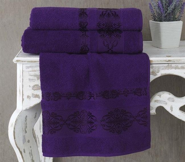 Полотенце махровое KARNA REBEKA фиолетовое 70х140