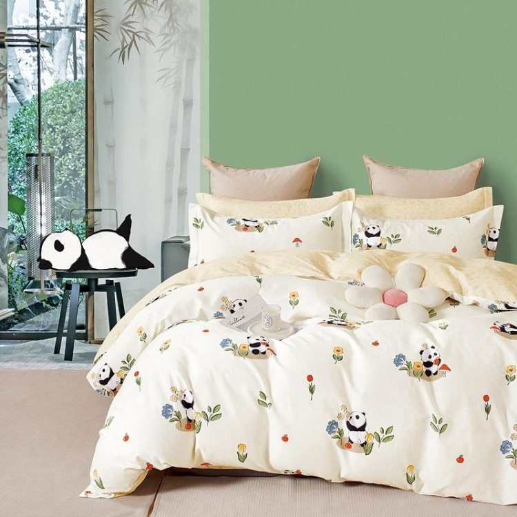 Постельное белье из твила TANGO панда на полянке 50х70 (1шт), 70х70 (1шт) 1,5-спальное