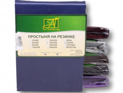 Простыня на резинке из сатина АЛЬВИТЕК ПР-СО-Р-НС ночной синий 160х200