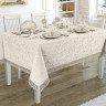 Скатерть с салфетками жаккардовая с гипюром KARNA KDK кремовая 160x300