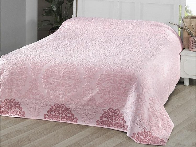 Простыня махровая жаккардовая KARNA OTTOMAN розовая 160х220