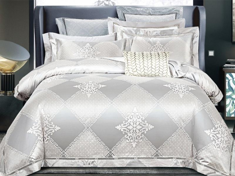 Постельное белье из жаккарда с оборкой KARVEN N008-635 50х70 (2шт), 70х70 (2шт) евро