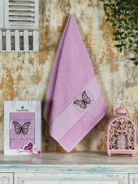 Полотенце махровое KONTES cиреневое 50х90 в коробке