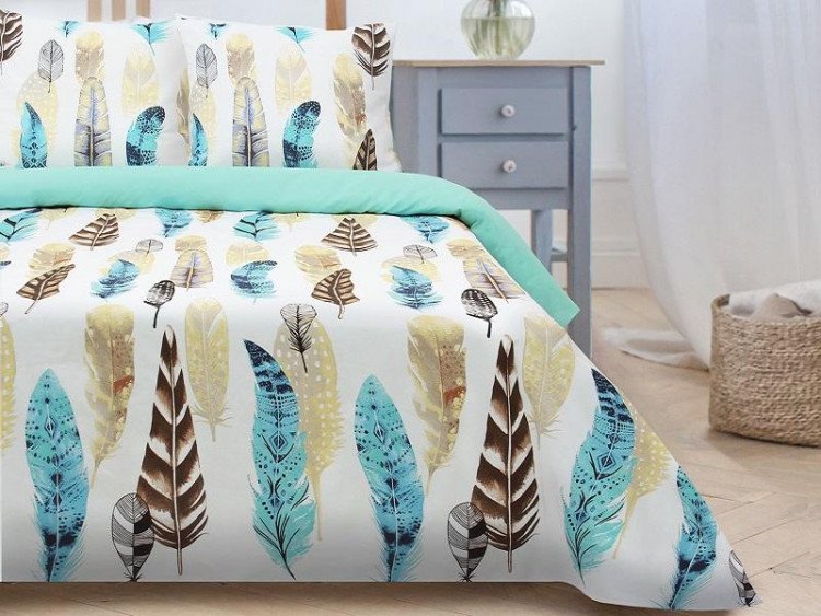 Постельное белье из поплина ЭТЕЛЬ ПЕРЬЯ семейное