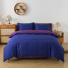 Постельное белье с простыней на резинке из сатина TANGO синее-фиолетовое евро