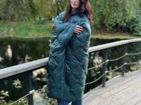 Дорожный плед-пончо пуховый GERMAN GRASS Travel Cape Plaid Grass Dark Green 130х170