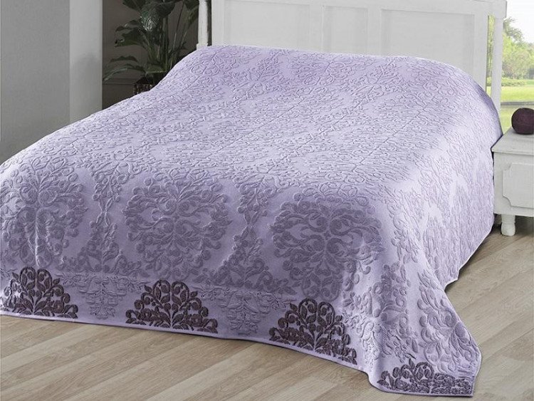 Простыня махровая жаккардовая KARNA OTTOMAN светлая лаванда 200х220