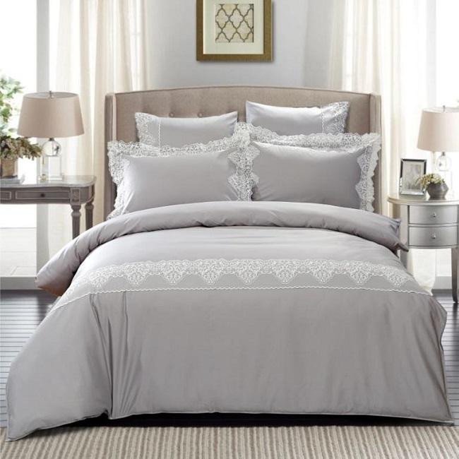 Постельное белье из египетского хлопка с кружевом ASABELLA 733-4 50х70 (2шт) евро