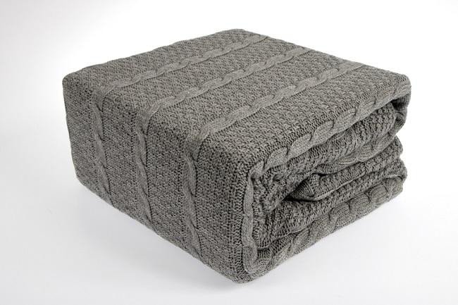 Плед вязаный KARNA SILVIA серый 220х240