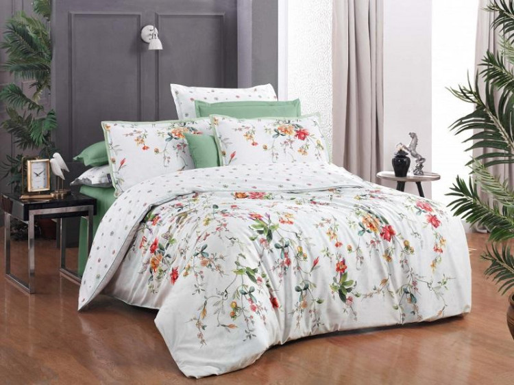 Постельное белье из сатина де люкс SAREV N140 ALYONA V1-YESIL 50х70 (4шт) евро