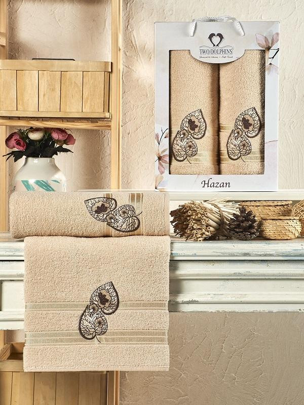 Набор полотенец махровых HAZAN бежевый 50х90, 70х140 в коробке