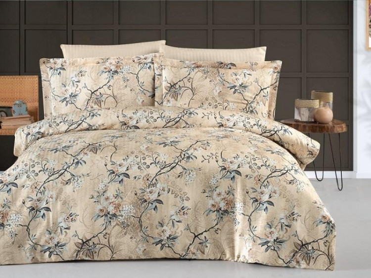 Постельное белье из страйп сатина с цветным принтом KARVEN N249-SB016 50х70 (1шт), 70х70 (1шт) 1,5-спальное