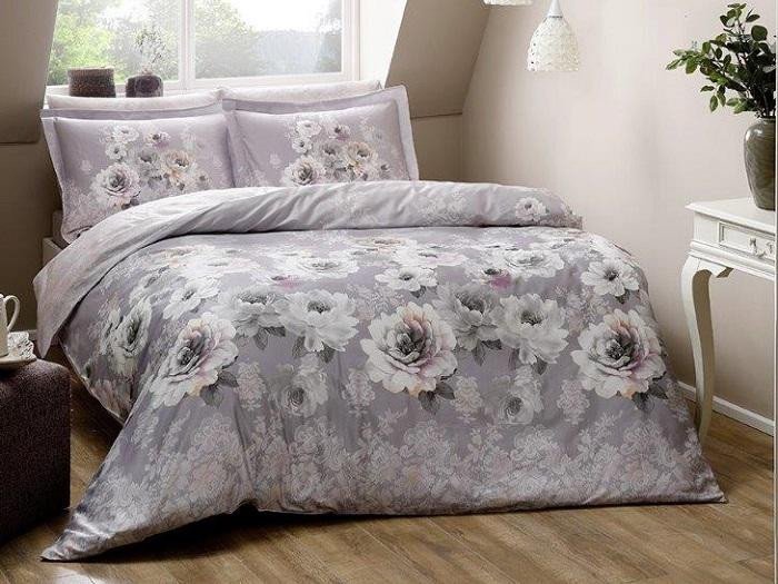 Постельное белье из сатина TAC DELUX PREMIUM DIGITAL GIANA лиловое евро