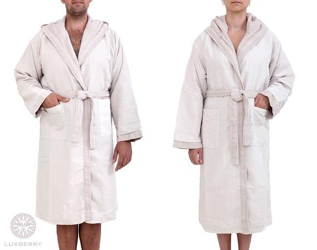 Халат банный унисекс из хлопка и льна DEVILLA 03607 SENSES бежевый XXL