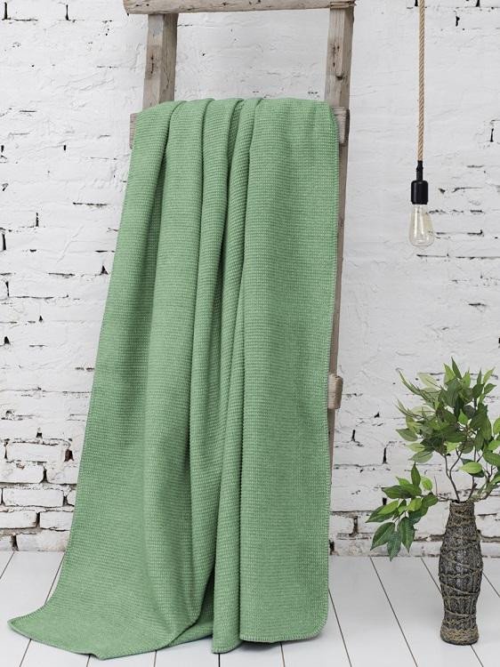 Плед хлопковый с акрилом KARNA OSLO зеленый 200х220